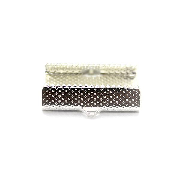 Terminators, Ribbon Crimp End, Bright Silver, Alloy, 8mm x 25mm x 6mm, Sold Per pkg of 12