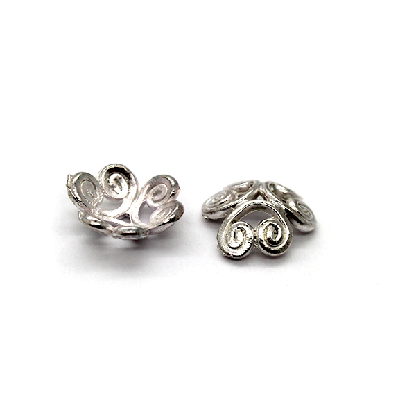 Bead Cap, Flower, Alloy, Silver, 12mm x 12mm, Sold Per pkg of 10