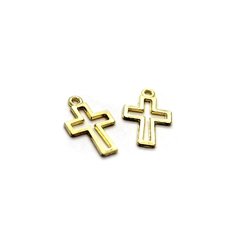 Charm, Cross, Gold, Alloy, 17mm x 10mm, Sold Per pkg of 20
