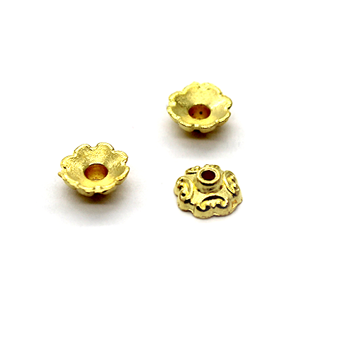 Bead Cap, Flower, Alloy, Bright Gold, 3mm x 7mm, Sold Per pkg of 30