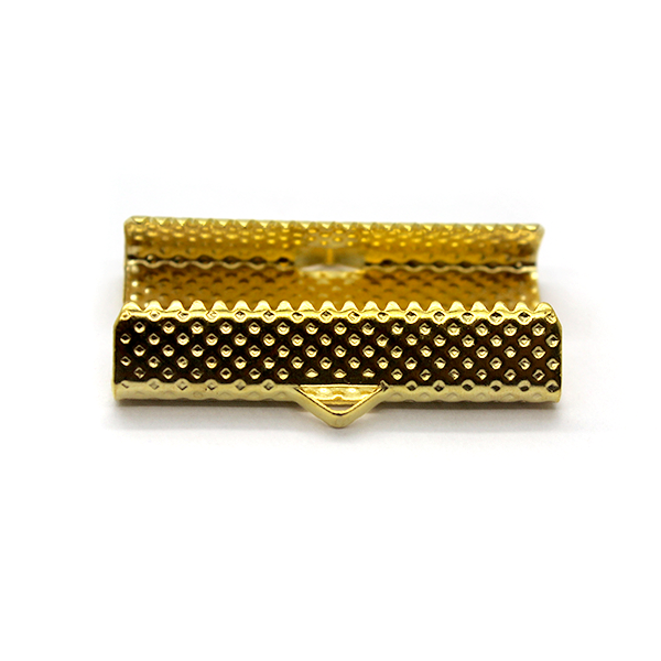 Terminators, Ribbon Crimp End, Gold, Alloy, 30mm x 7.5mm, Sold Per pkg of 10