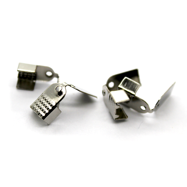 Terminators, Fold Over, Silver, Alloy, 11mm x 6mm, Sold Per pkg of 15