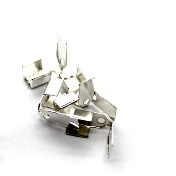 Terminators, Fold Over Cord Ends, Bright Silver, Alloy, 9.5mm x 5mm, Sold Per pkg of 30