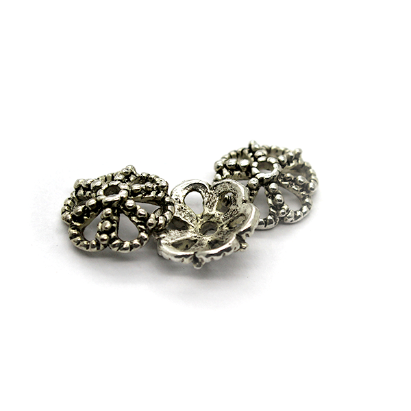 Bead Cap, Flower, Alloy, Silver, 13mm x 13mm, Sold Per pkg of 6