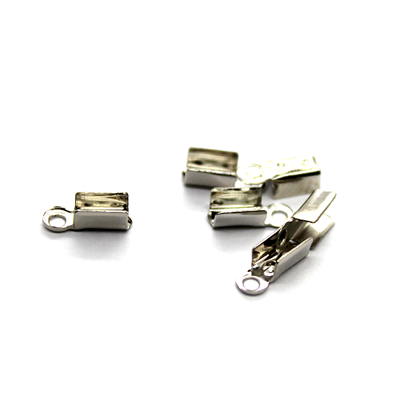 Terminators, Fold Over Cord Ends, Silver, Alloy, 10mm x 4mm, Sold Per pkg of 25