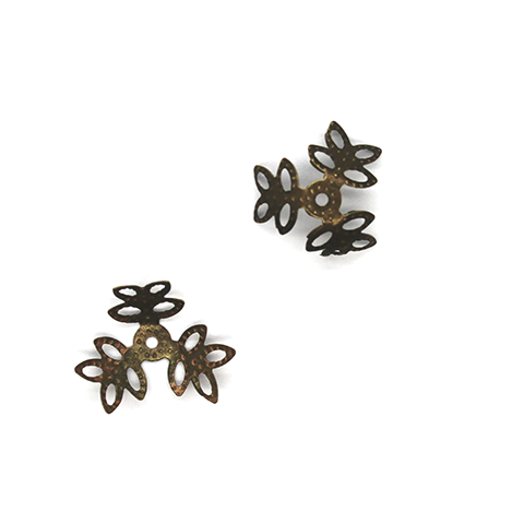 Bead Cap, Multi-Petal Flower, Alloy, Bronze, 14mm x 4mm, Sold Per pkg of 25 - Butterfly Beads