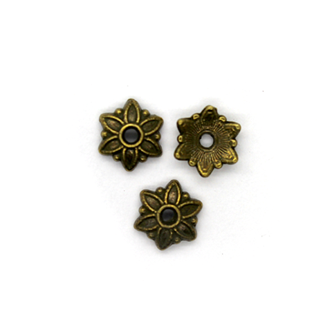 Bead Cap, Flower, Alloy, Brass, 8mm x 8mm, Sold Per pkg of 20