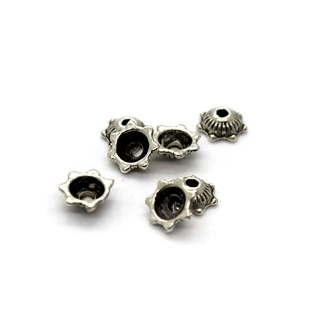 Bead Cap, Flower, Alloy, Silver, 5mm x 2mm, Sold Per pkg of 20