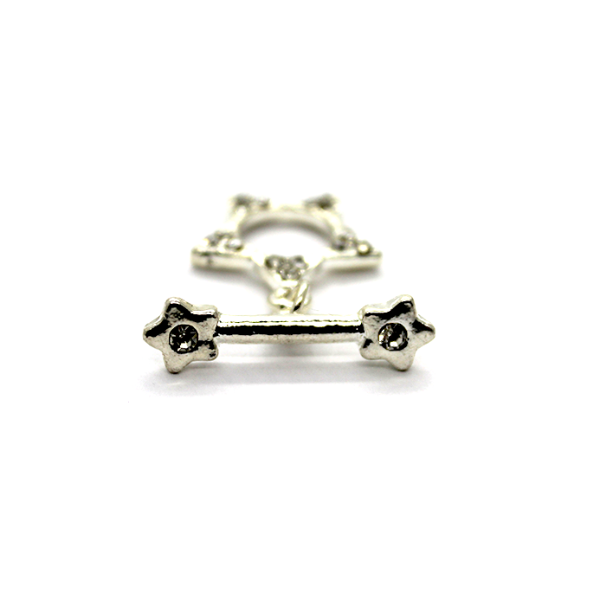 Clasp, Star Toggle Clasp, Silver, Alloy, Sold Per pkg of 1