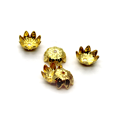 Bead Cap, Flower, Alloy, Gold, 7mm x 7mm, Sold Per pkg of 60