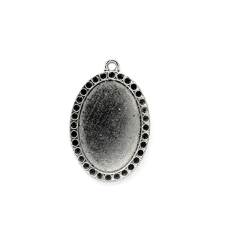 Pendants, Glue On Bezel Pendant, Silver, Alloy, 42mm x 26mm x 2mm, Sold Per pkg of 2