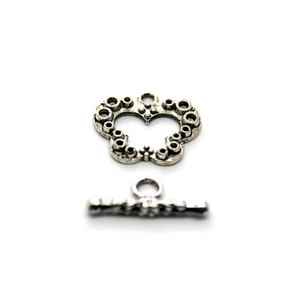 Clasp, Butterfly Toggle Clasp, Silver, Alloy, Sold Per pkg of 3 sets