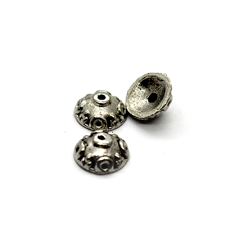 Bead Cap, Flower, Alloy, Silver, 7mm x 7mm, Sold Per pkg of 15