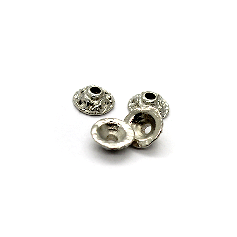 Bead Cap, Flower, Alloy, Silver, 6mm x 6mm, Sold Per pkg of 12