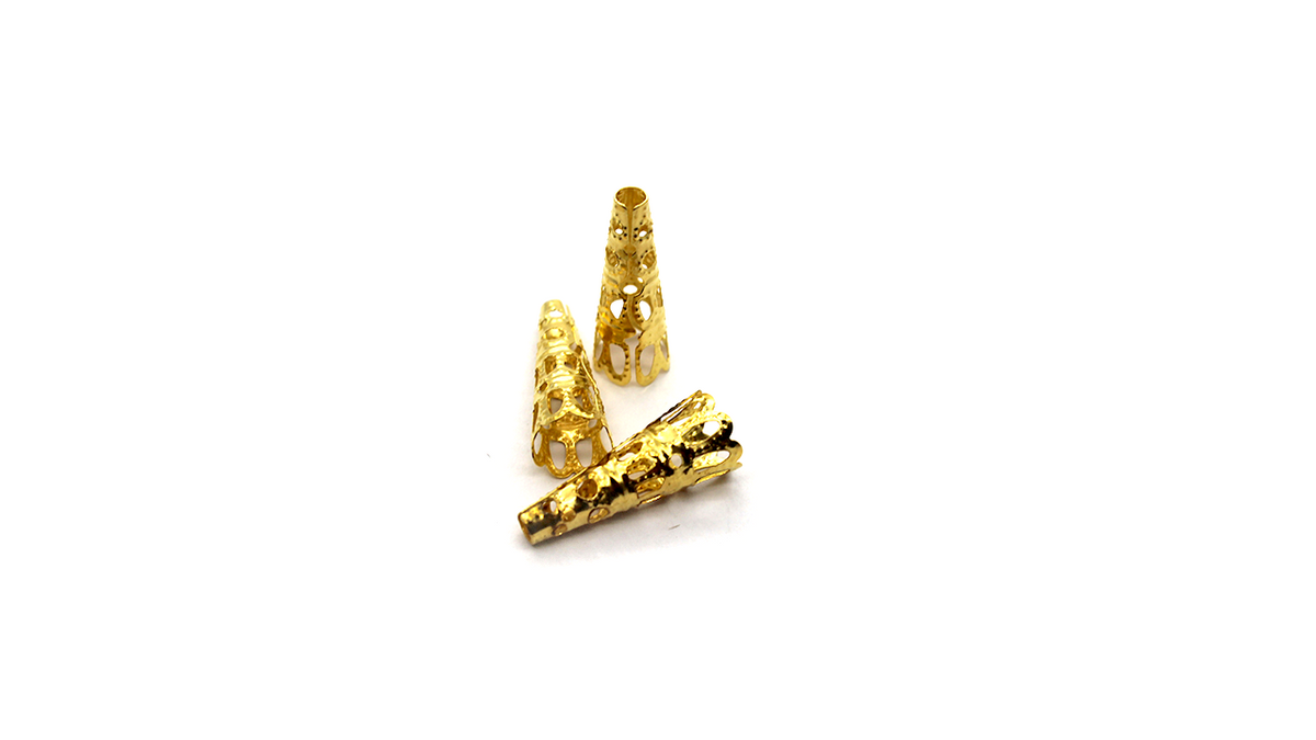 Bead Cone, Tower, Alloy, Gold, 22mm x 8mm, Sold Per pkg of 14