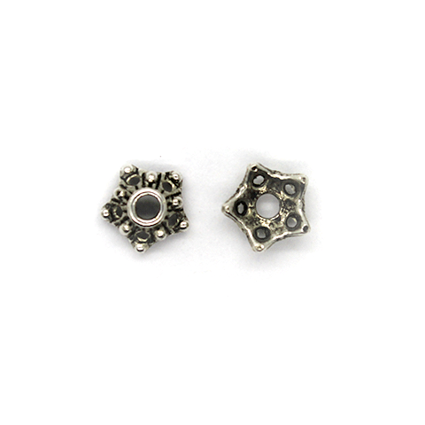 Bead Cap, Flower, Alloy, Silver, 7mm x 7mm, Sold Per pkg of 15