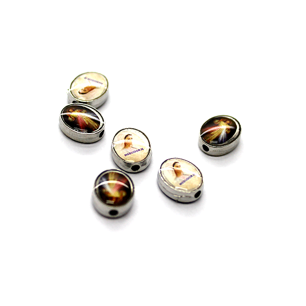 Spacers, Medjugorje Mary Spacer, Alloy, Multi-Coloured, 9.5mm x 8mm, Sold Per pkg of 8