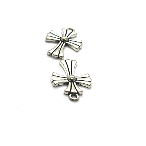 Pendant, Bottoni Cross, Silver, Alloy, 23mm X 16mm, Sold Per pkg of 6