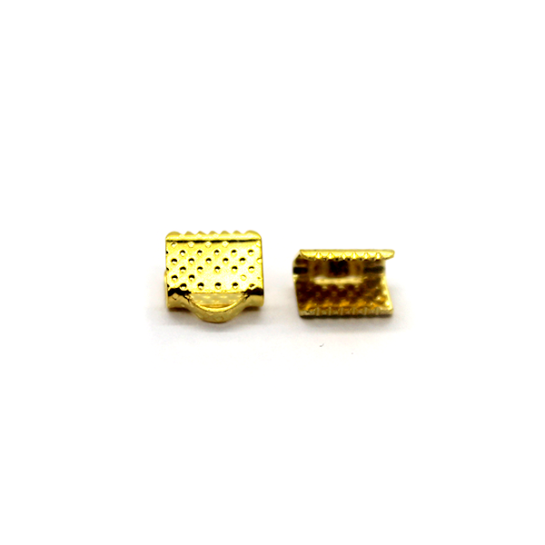 Terminators, Ribbon Crimp End, Gold, Alloy, 8mm x 5mm, Sold Per pkg of 20