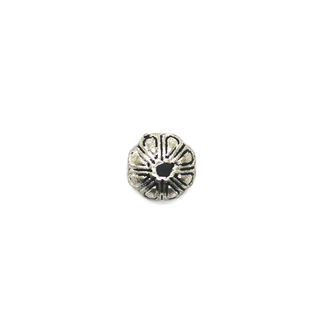 Bead Cap, Cutout Flower, Alloy, Silver, 4mm x 10mm, Sold Per pkg of 12 - Butterfly Beads