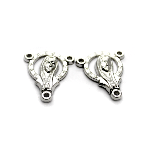 Charm, Rosary Centerpiece, Silver, Alloy, 25m x 21mm x 4mm, Sold Per pkg of 4