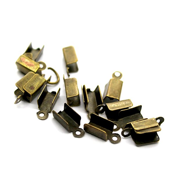 Terminators, Fold Over Cord Ends, Brass, Alloy, 11mm x 5mm, Sold Per pkg of 30