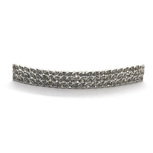 Spacers, Rhinestone Tube Spacer, Alloy, Silver, 54mm X 7mm, Sold Per pkg of 1