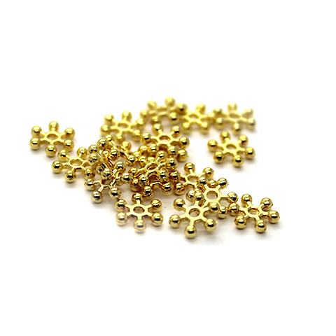 Spacers, Snowflake, Alloy, Gold, 7mm x 7mm, Sold Per pkg of Approx 35