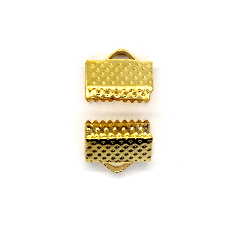 Terminators, Ribbon Crimp End, Gold, Alloy, 10mm x 7mm, Sold Per pkg of 16