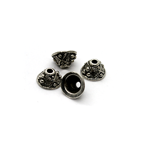 Bead Cap, Flower, Alloy, Silver, 7mm x 7mm x 4mm, Sold Per pkg of 12
