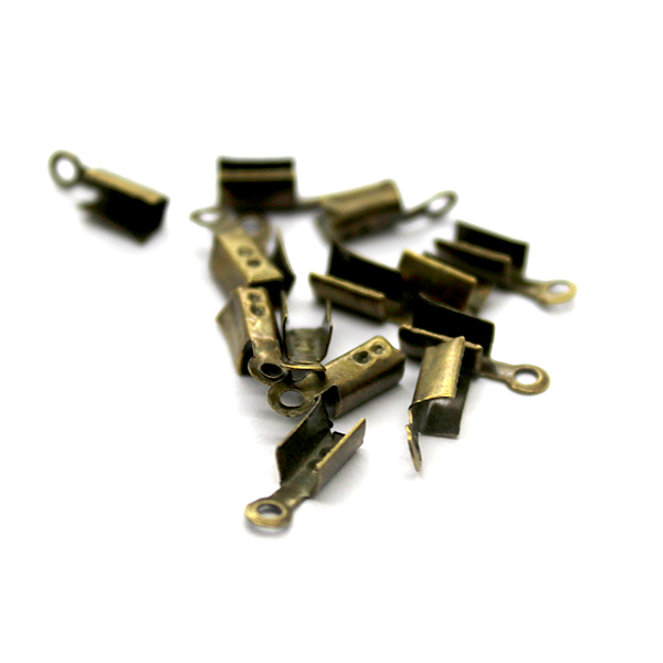Terminators, Fold Over, Antique Bronze, Alloy, 11mm x 3mm, Sold Per pkg of 65+