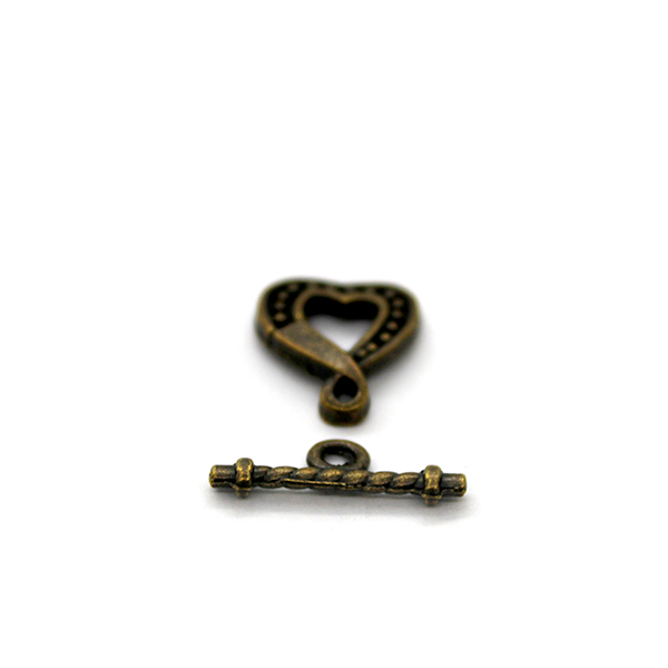 Clasp, Heart Toggle Clasp, Brass, Alloy, Sold Per pkg of 4