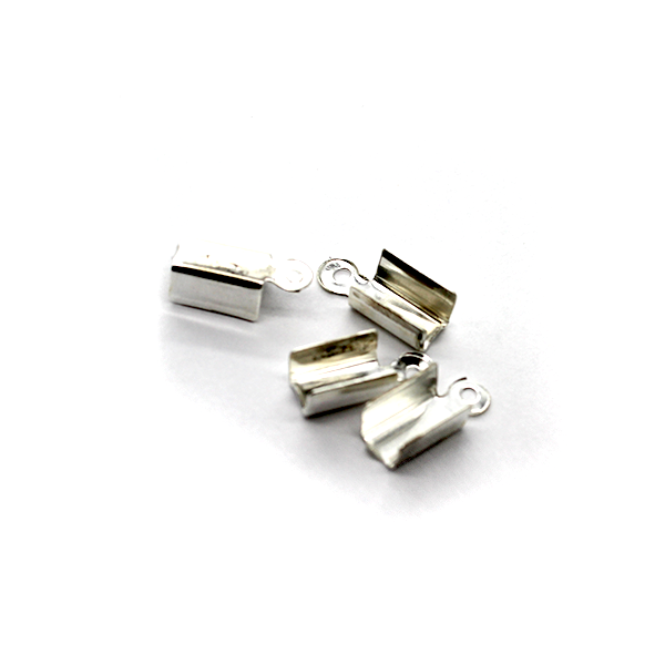 Terminators, Fold Over, Bright Silver, Alloy, 8mm x 4mm, Sold Per pkg of 30