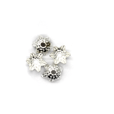 Bead Cap, Flower, Alloy, Silver, 6mm x 6mm, Sold Per pkg of 60