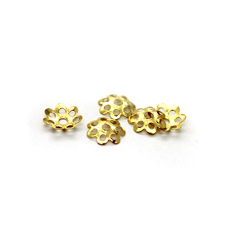 Bead Cap, Flower Bead Cap, Alloy, Gold, 1mm x 7mm, Sold Per pkg of 35+