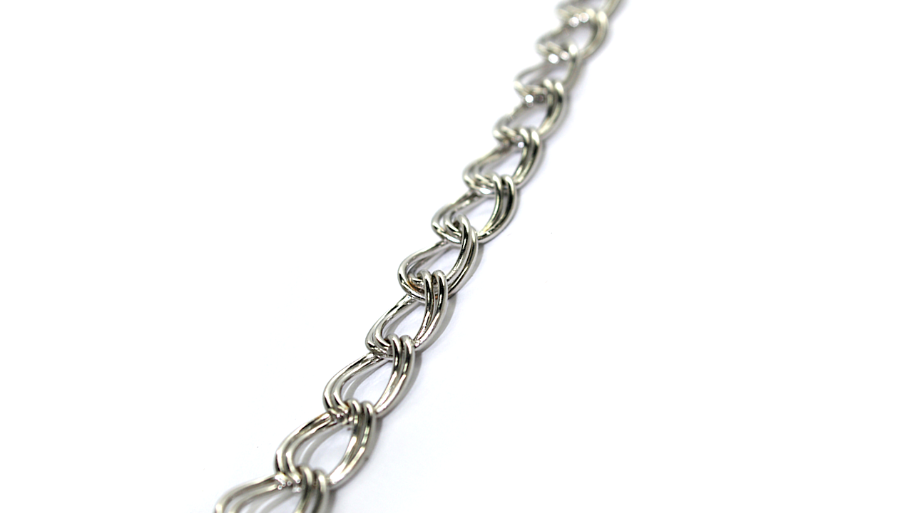 Chains, Double Curb Chain, Alloy, Silver, 12mm x 10mm x 6mm loop
