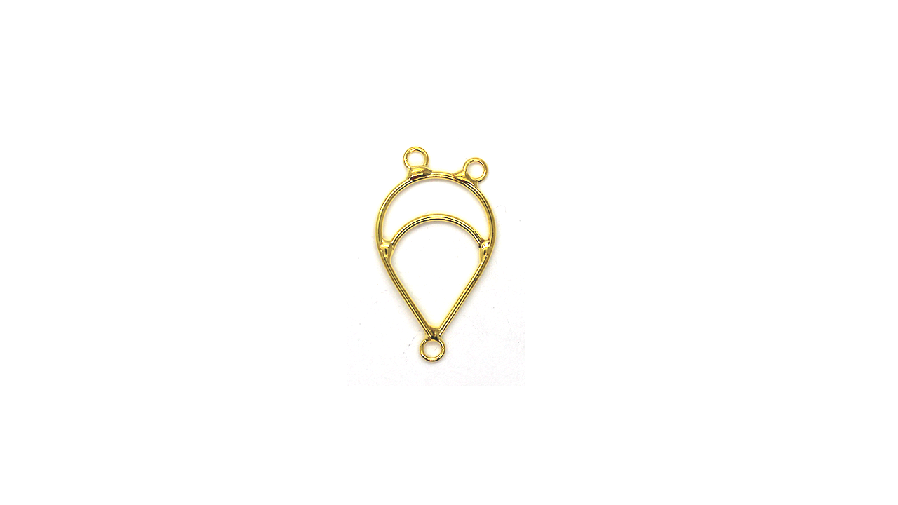 Earring, Drop with 3 Loops, Gold, Alloy, 35mm x 19.5mm, Sold Per pkg of 8