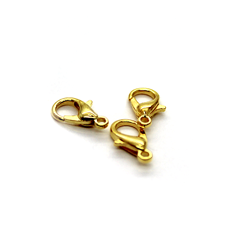 Clasp, Lobster Clasp, Gold, Alloy, 12mm x 6mm, Sold Per pkg of 20