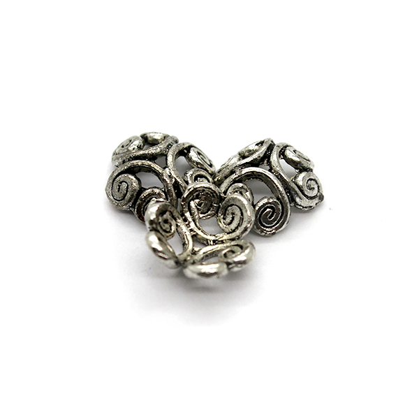 Bead Cap, Flower Bead Cap, Alloy, Silver, 12mm x 12mm, Sold Per pkg of 10