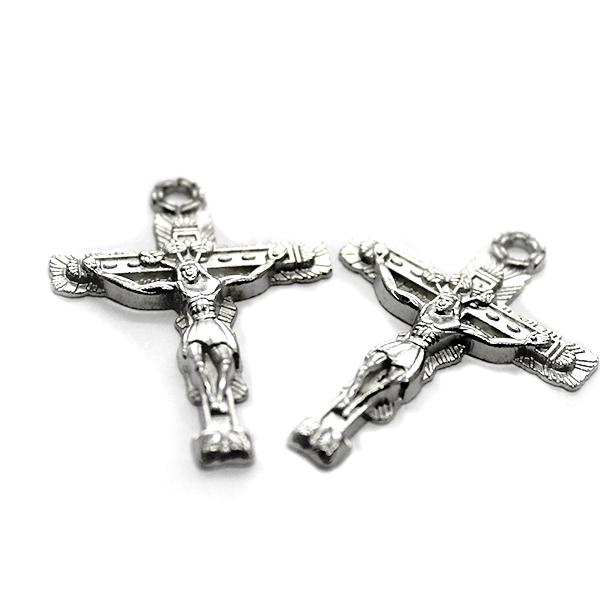 Pendant, Crucifix, Silver, Alloy, 42mm X 30mm,  Sold Per pkg of 2