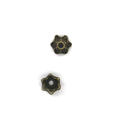 Bead Cap, Curved with Dots, Alloy, Bronze, 5mm x 10mm, Sold Per pkg of 8 - Butterfly Beads