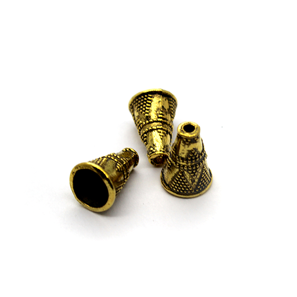 Bead Cone, Alloy, Gold, 12mm x 8mm, Sold Per pkg of 10