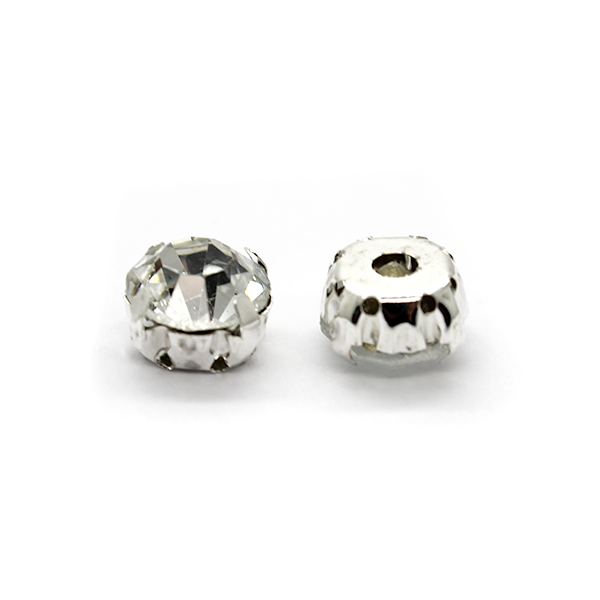 Chaton Montees, SS-40, Alloy. Silver, 8mm x 6mm, Sold per pkg of 12