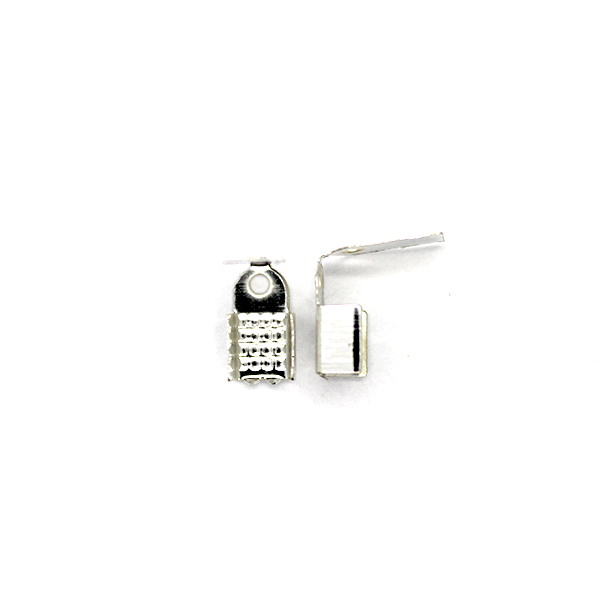 Terminators, Fold Over Cord Ends, Bright Silver, Alloy, 9.5mm x 5mm, Sold Per pkg of 30