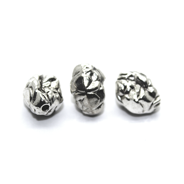 Spacers, Rock Like Spacer, Alloy, Silver, 11mm x 8mm x 7mm, Sold Per pkg of 6