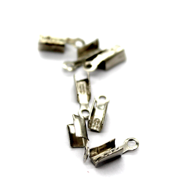 Terminators, Fold Over Cord Ends, Silver, Alloy, 11mm x 3.5mm, Sold Per pkg of 45