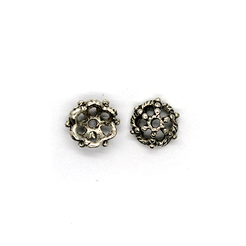 Bead Cap, Flower, Alloy, Silver, 7mm x 7mm, Sold Per pkg of 15
