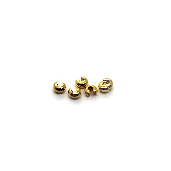 Crimps, Cover, Gold, Alloy, 3mm, Sold Per pkg of 60+
