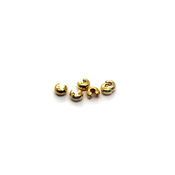 Crimps, Cover, Gold, Alloy, 4mm X 3mm X 2mm, Sold Per pkg of ~170+