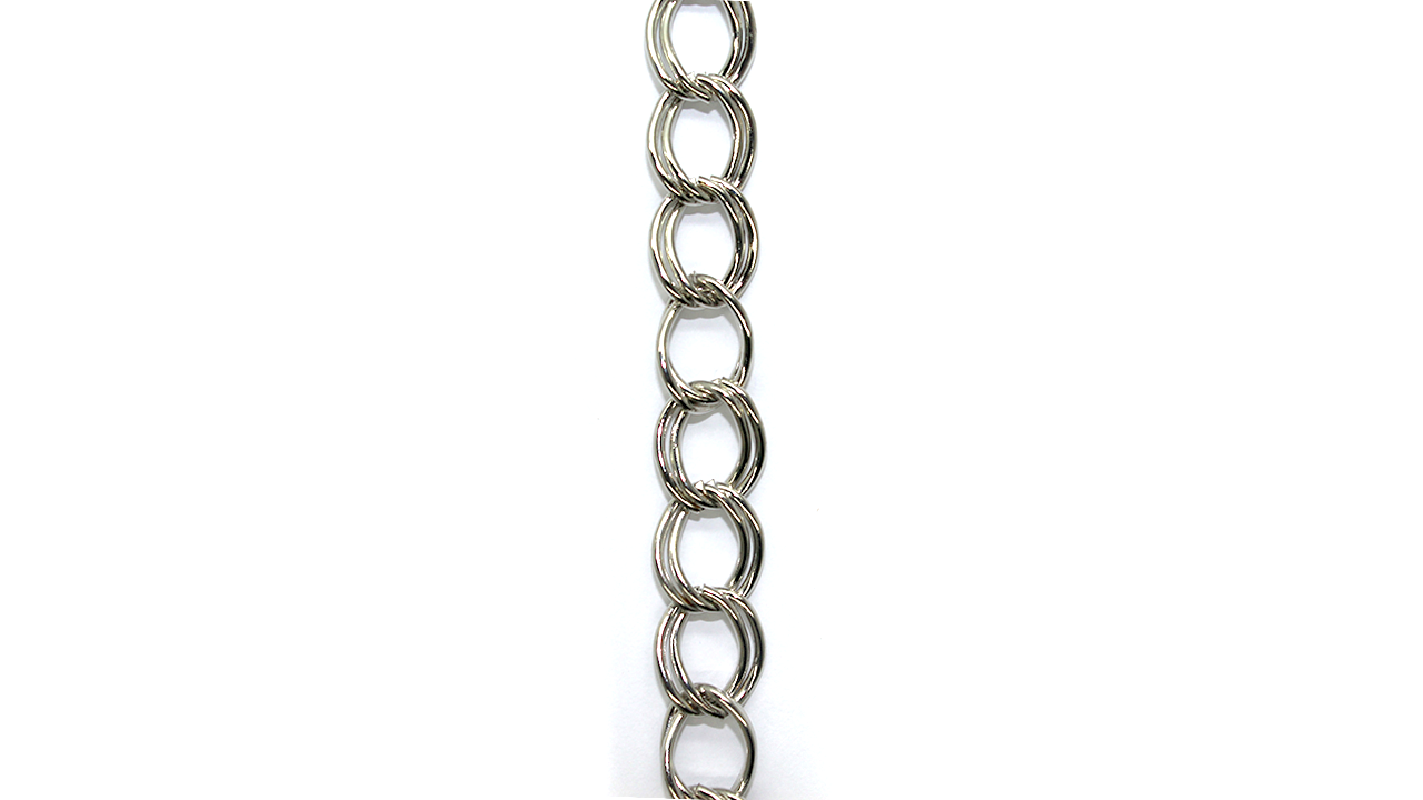 Chains, Double Curb Chain, Alloy, Silver, 12mm x 10mm x 6mm loop